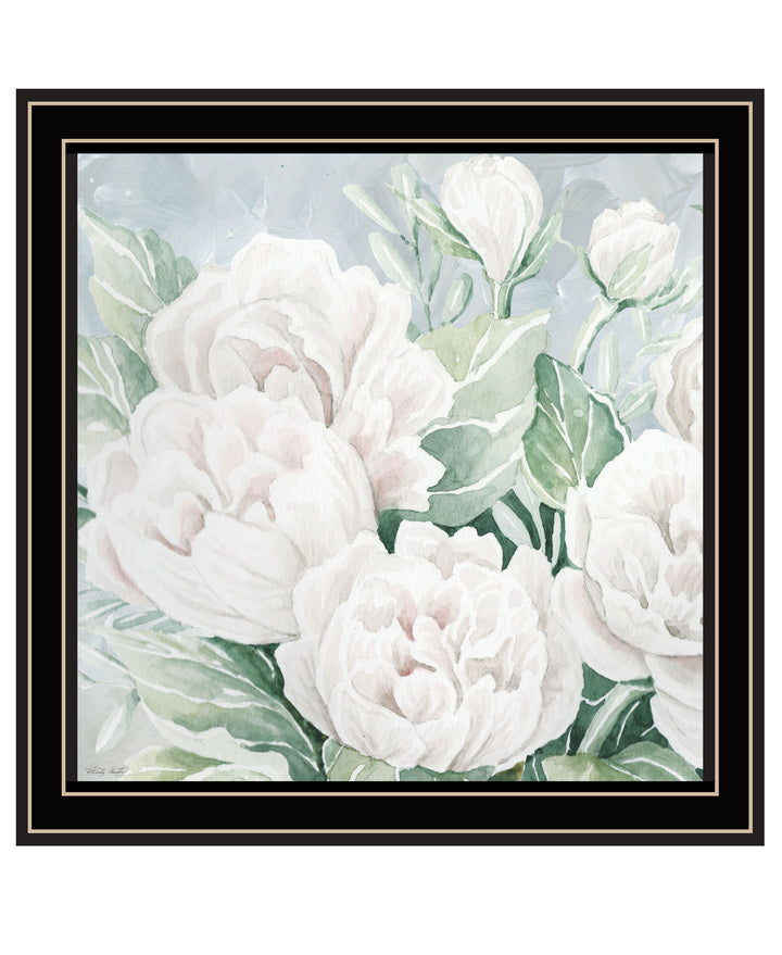 Peaceful Peonies In Full Bloom Black Framed Print Wall Art