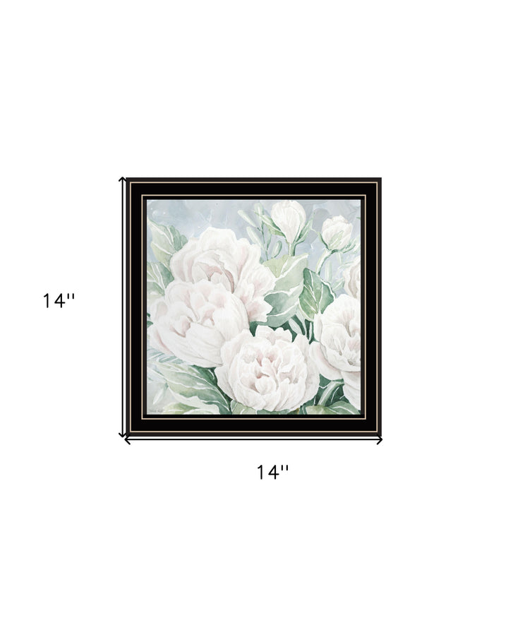 Peaceful Peonies In Full Bloom Black Framed Print Wall Art