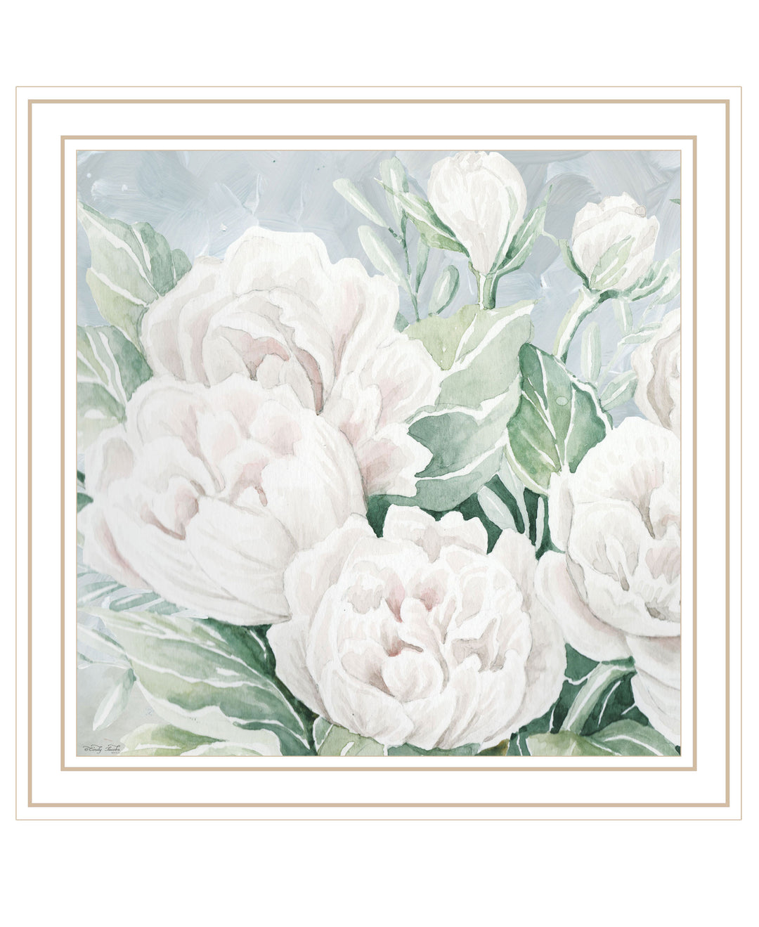 Peaceful Peonies In Full Bloom Black Framed Print Wall Art