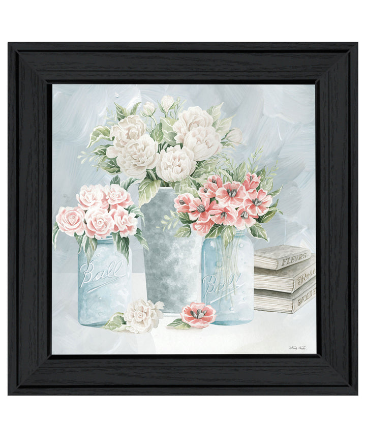 Pastel Peonies Pretties Black Framed Print Wall Art