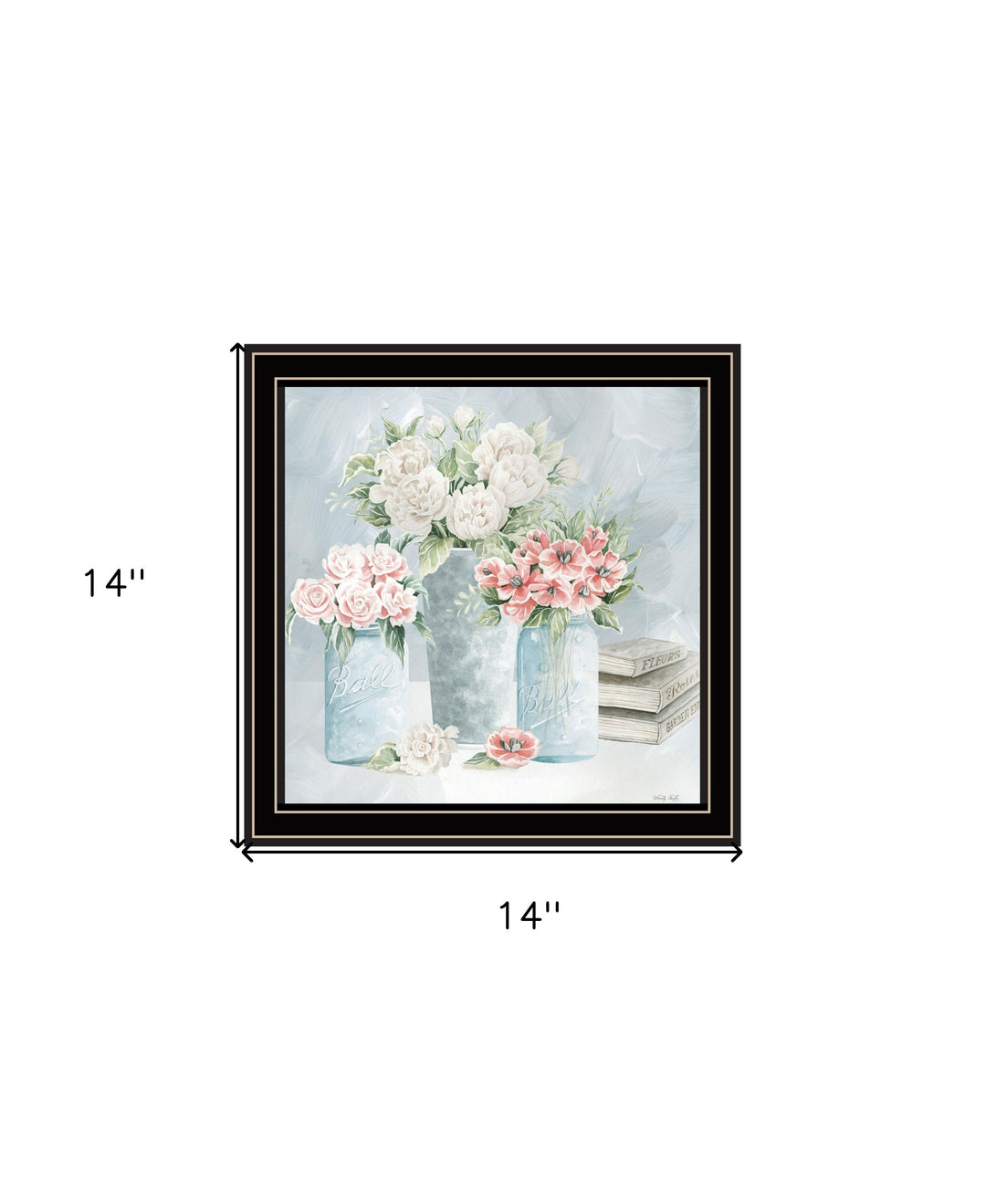 Pastel Peonies Pretties Black Framed Print Wall Art