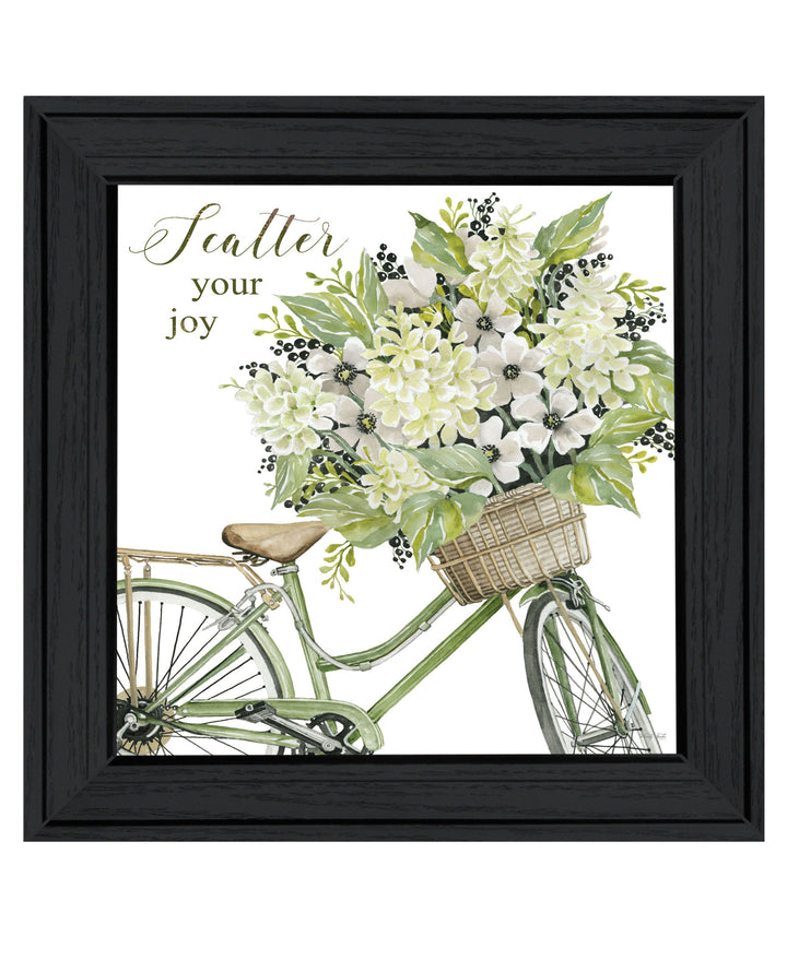 SCATTER YOUR JOY WITH FLOWERS Black Framed Print Wall Art