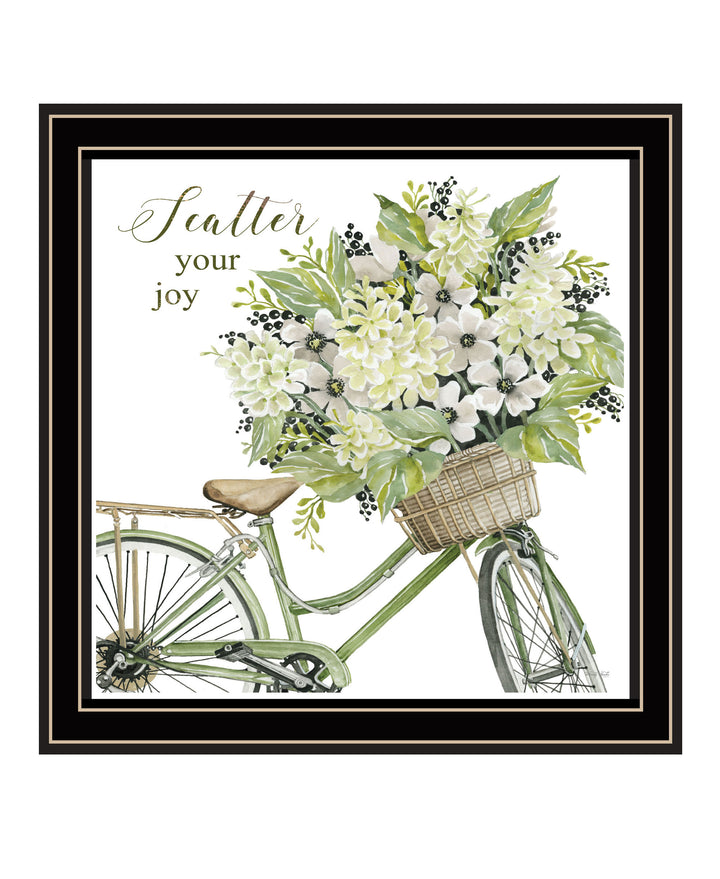 SCATTER YOUR JOY WITH FLOWERS Black Framed Print Wall Art