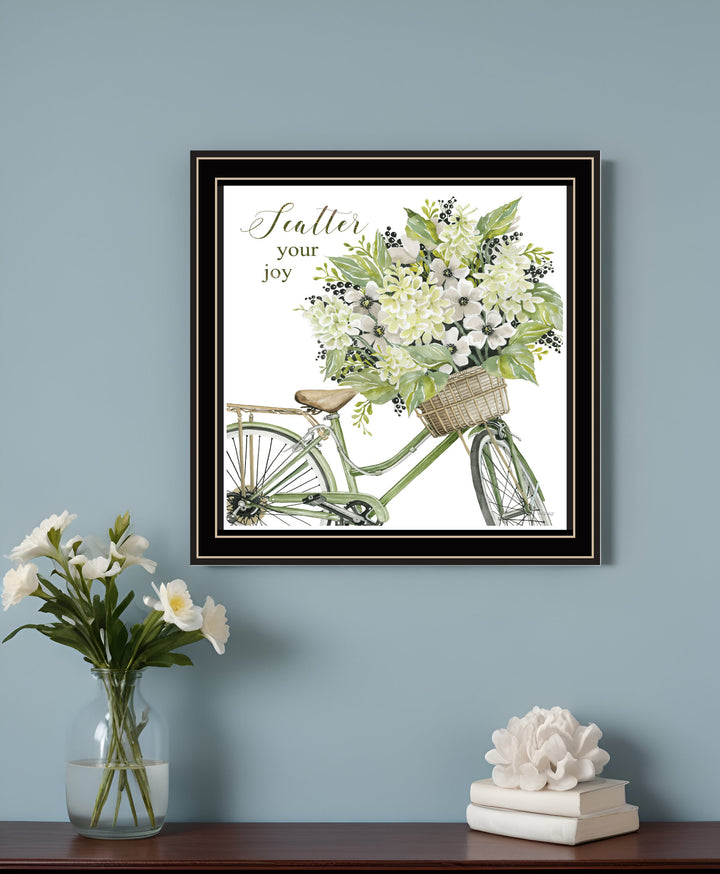 SCATTER YOUR JOY WITH FLOWERS Black Framed Print Wall Art