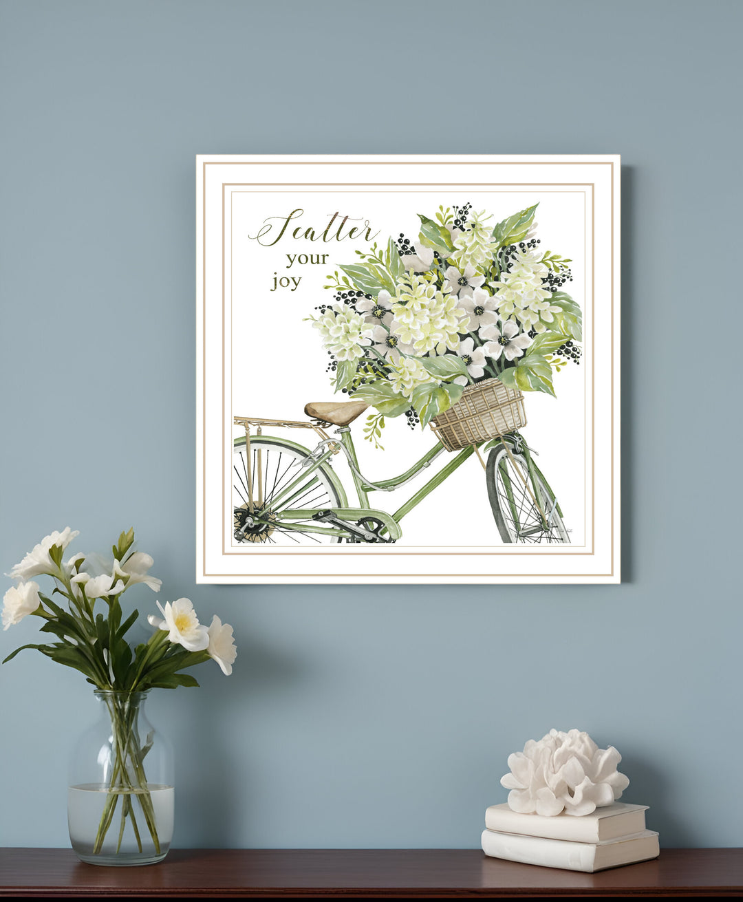 SCATTER YOUR JOY WITH FLOWERS Black Framed Print Wall Art