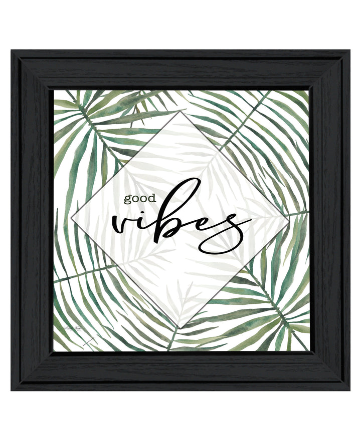 GOOD VIBES Black Framed Print Wall Art