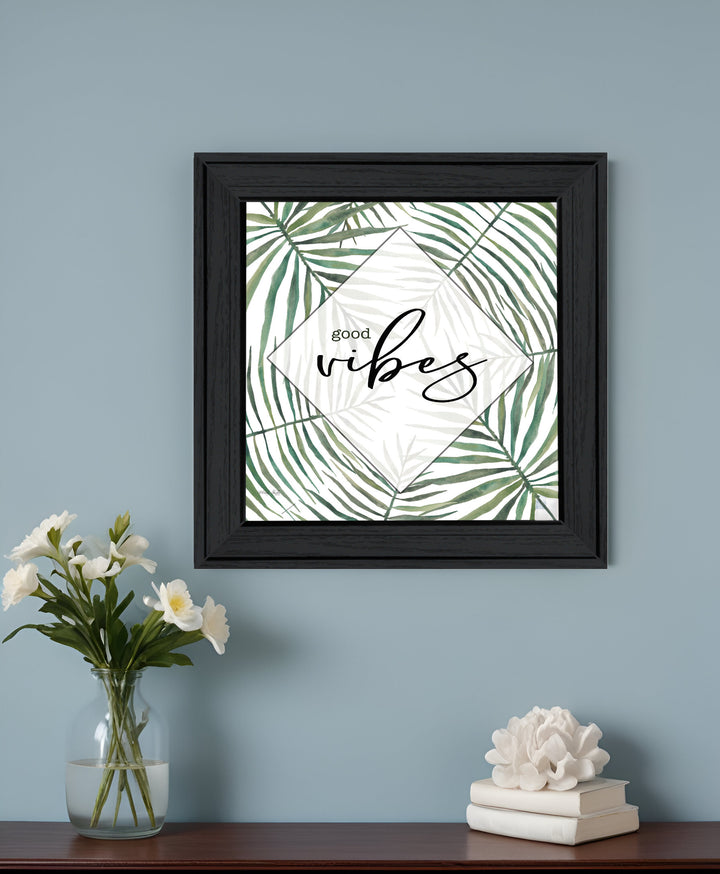 GOOD VIBES Black Framed Print Wall Art