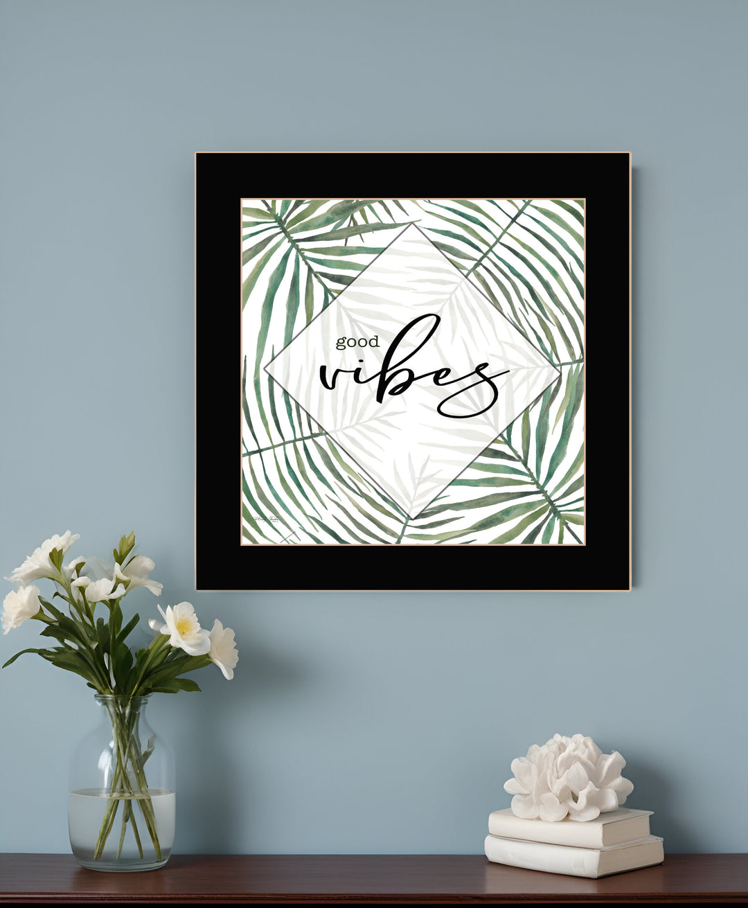 GOOD VIBES Black Framed Print Wall Art