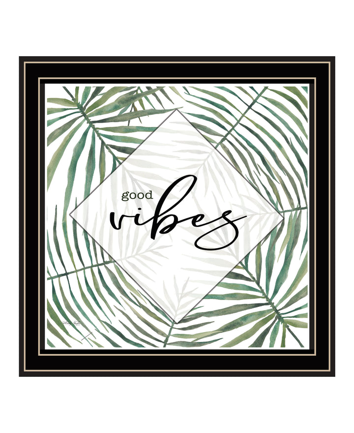 GOOD VIBES Black Framed Print Wall Art