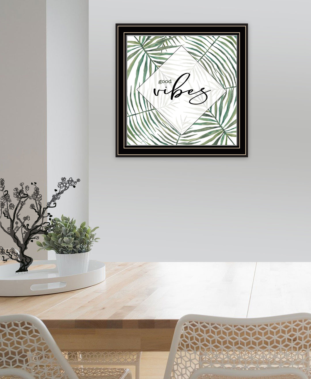 GOOD VIBES Black Framed Print Wall Art