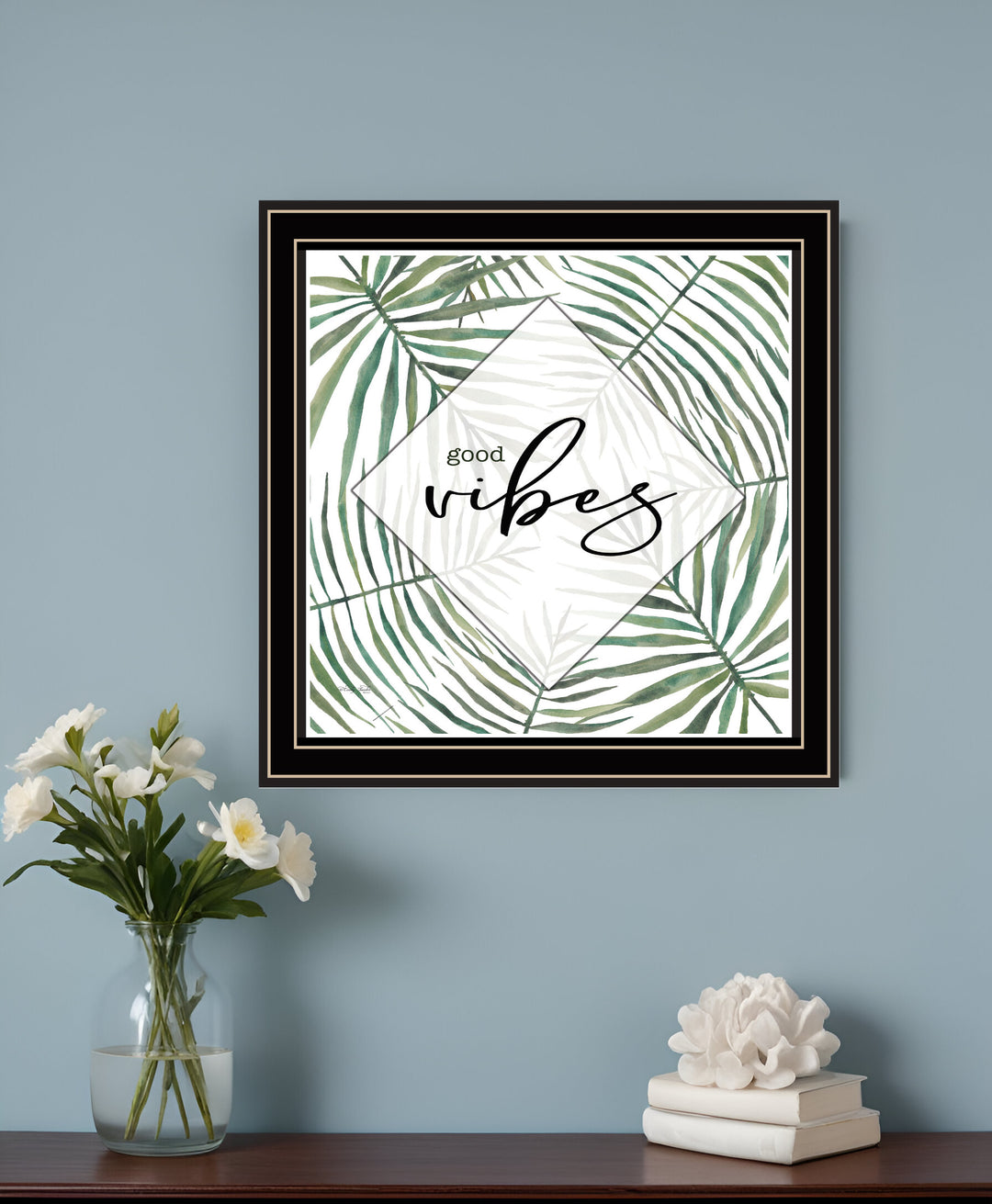 GOOD VIBES Black Framed Print Wall Art