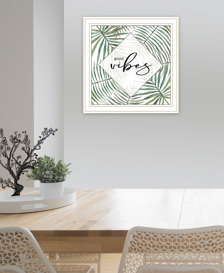 GOOD VIBES Black Framed Print Wall Art