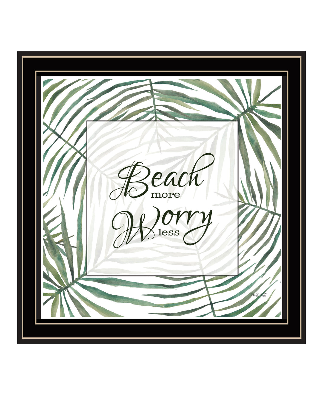 BEACH MORE WORRY LESS Black Framed Print Wall Art