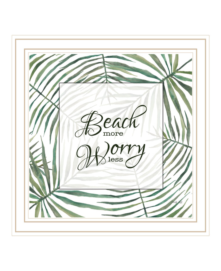 BEACH MORE WORRY LESS Black Framed Print Wall Art