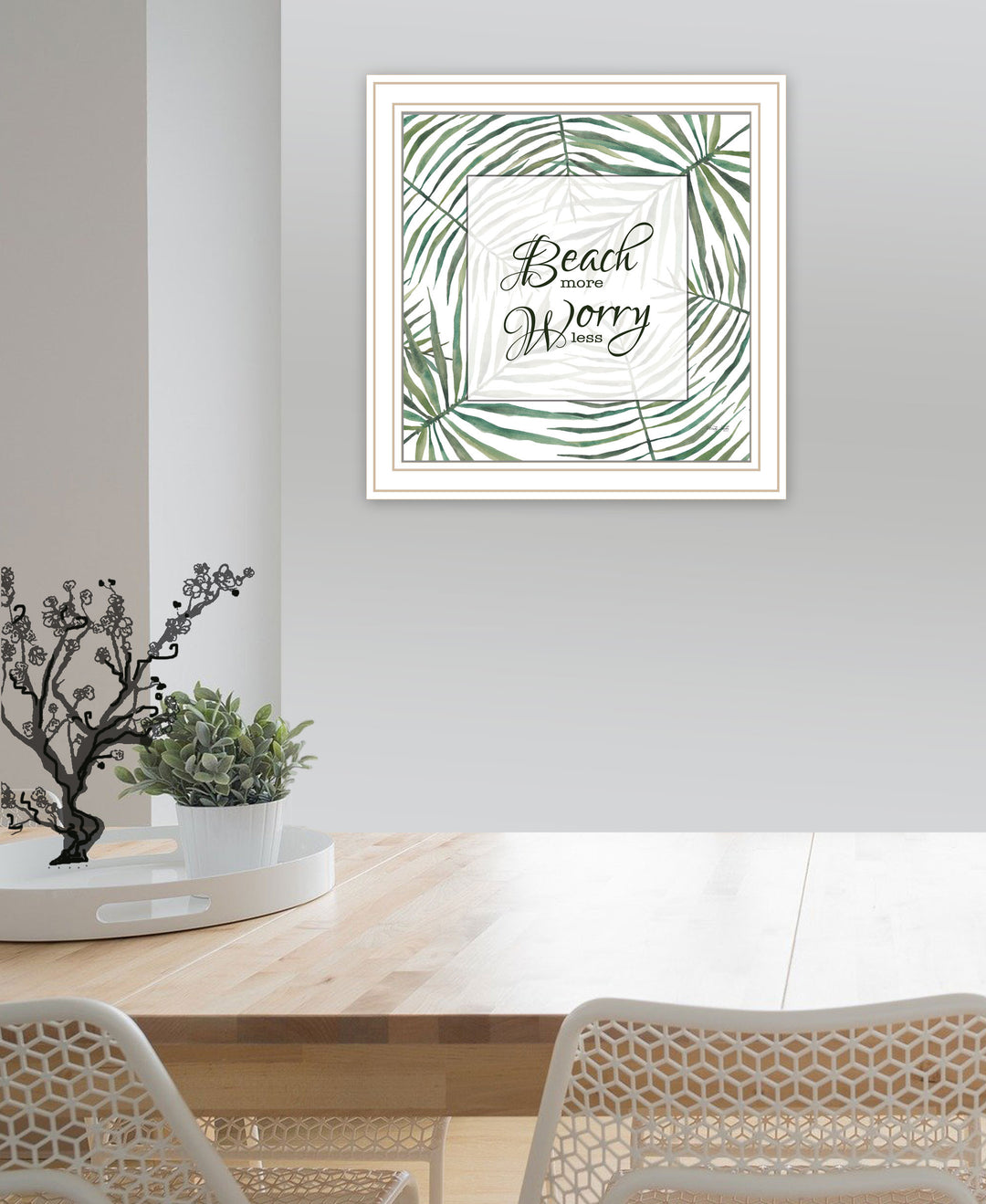 BEACH MORE WORRY LESS Black Framed Print Wall Art