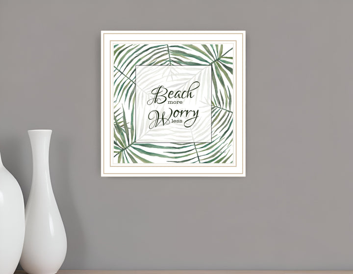 BEACH MORE WORRY LESS Black Framed Print Wall Art