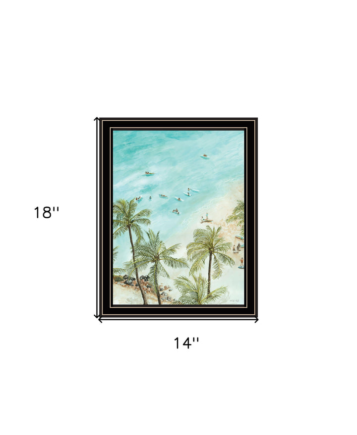 SURFING FROM AFAR Black Framed Print Wall Art