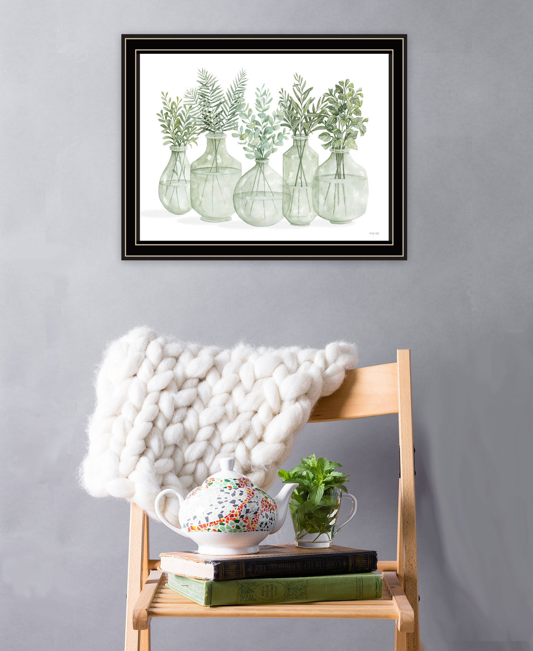 Simply Sage Black Framed Print Wall Art