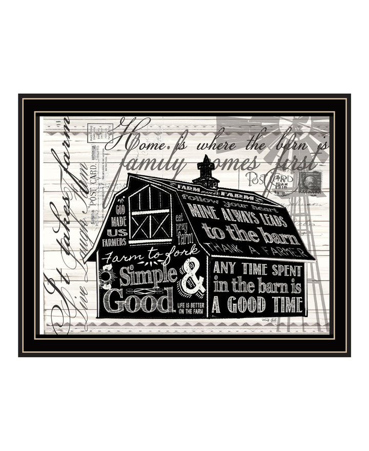 SIMPLE & GOOD BARN Black Framed Print Wall Art