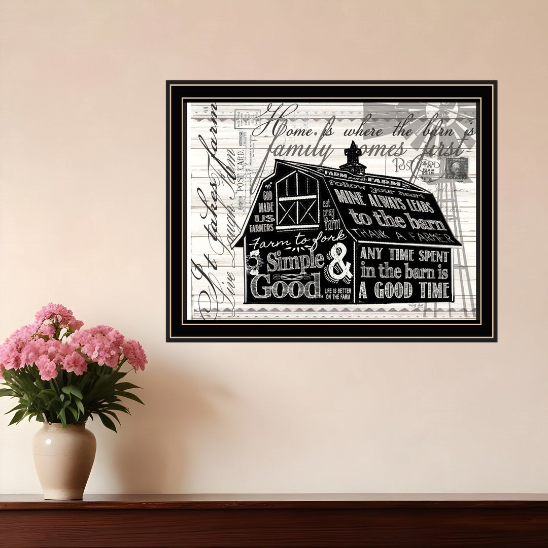 SIMPLE & GOOD BARN Black Framed Print Wall Art