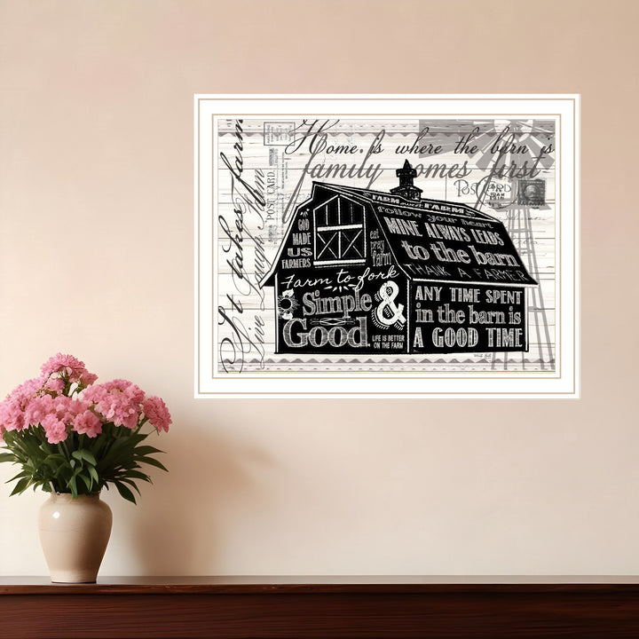 SIMPLE & GOOD BARN White Framed Print Wall Art