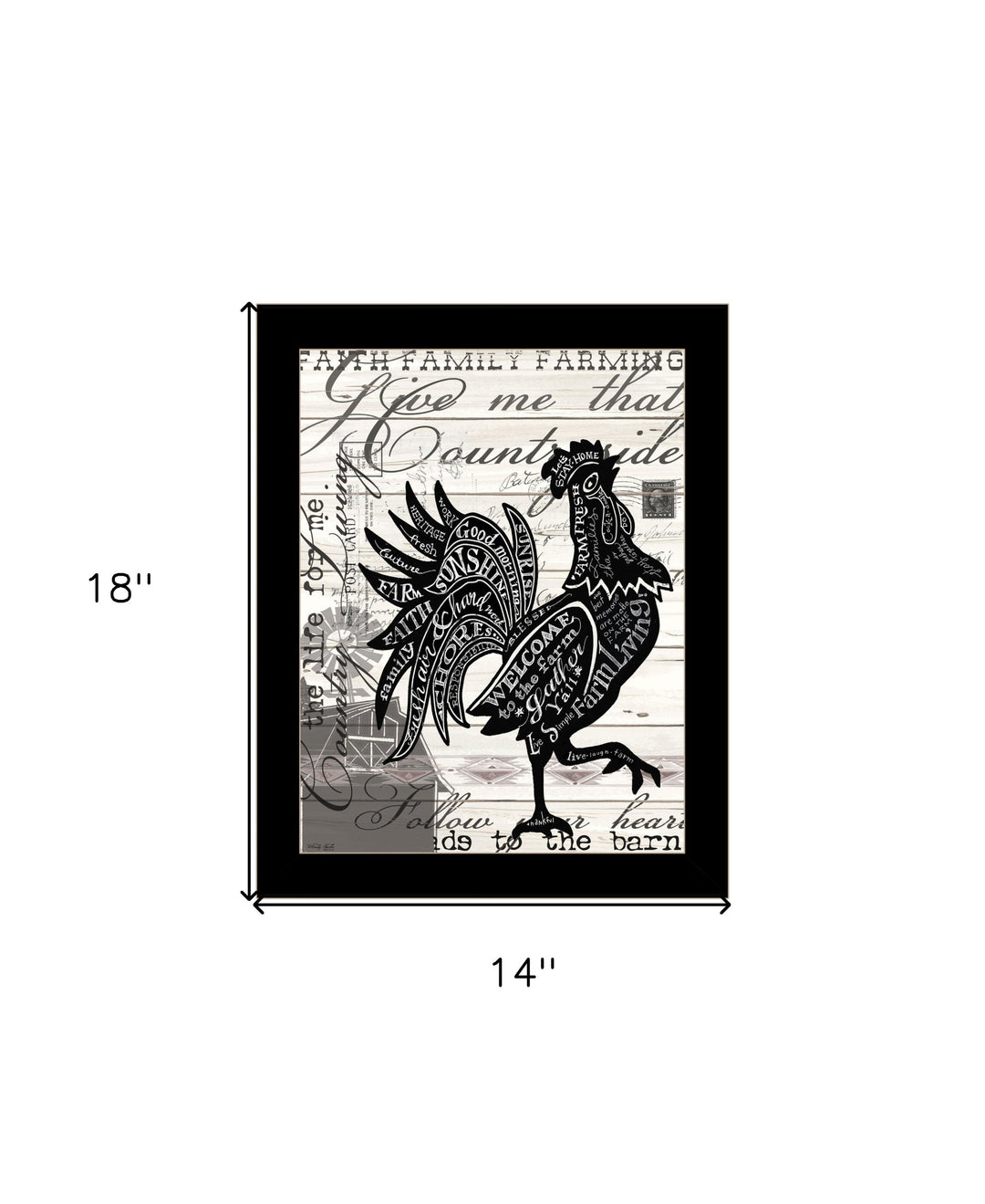 WELCOME TO THE FARM CHICKEN Black Framed Print Wall Art