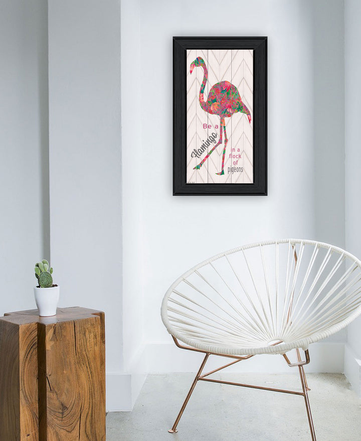 Be A Flamingo Black Framed Print Wall Art