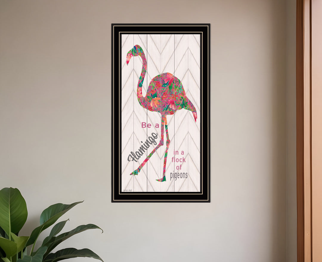 Be A Flamingo Black Framed Print Wall Art