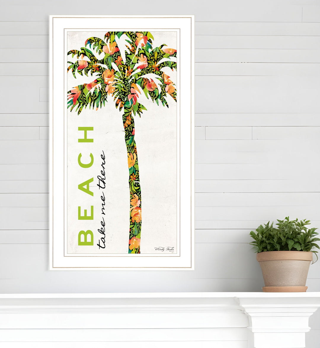 Beach Take Me There White Framed Print Wall Art