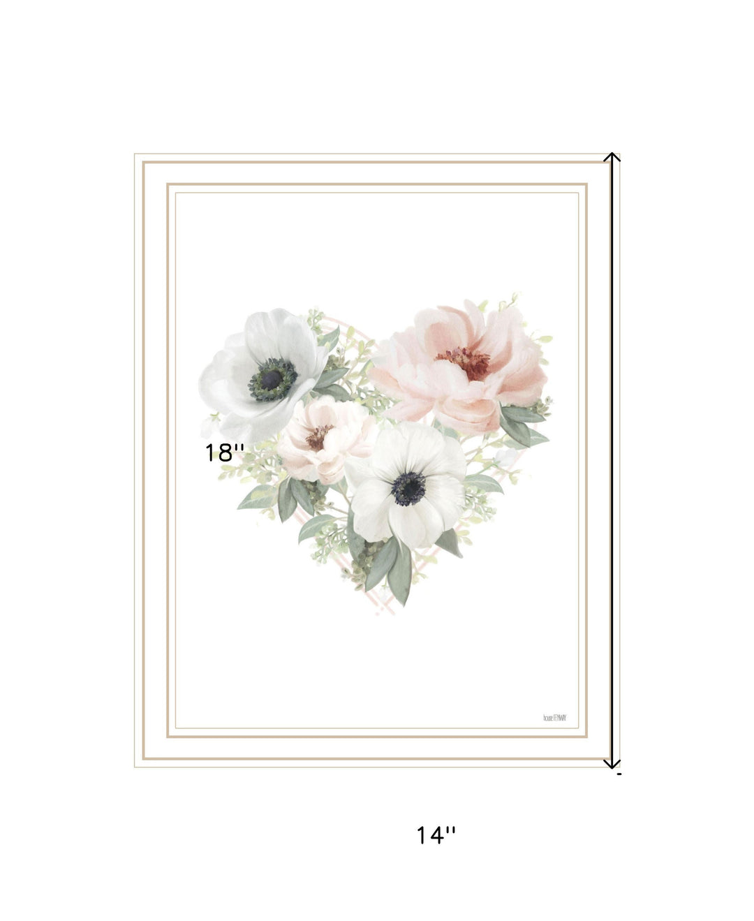 Floral Heart White Framed Print Wall Art