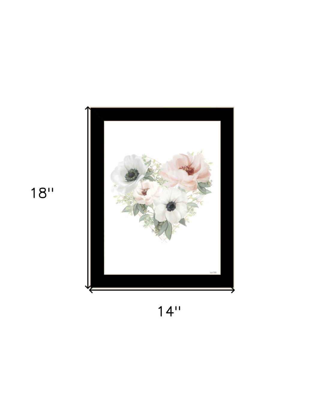 Floral Heart Black Framed Print Wall Art