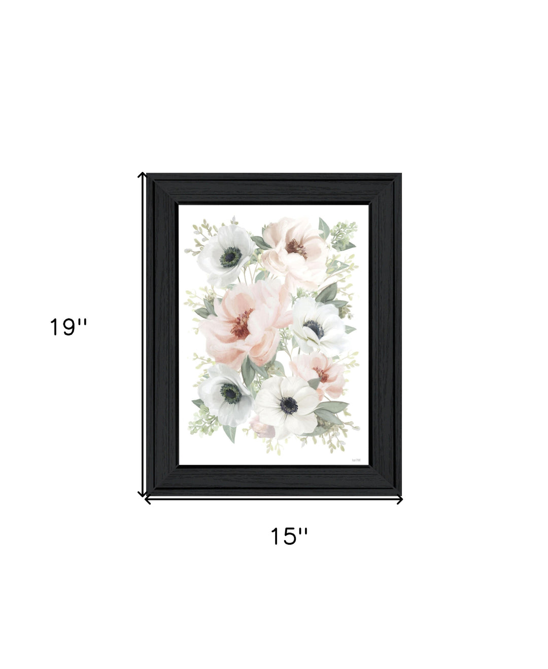 Peony Floral Block Black Framed Print Wall Art