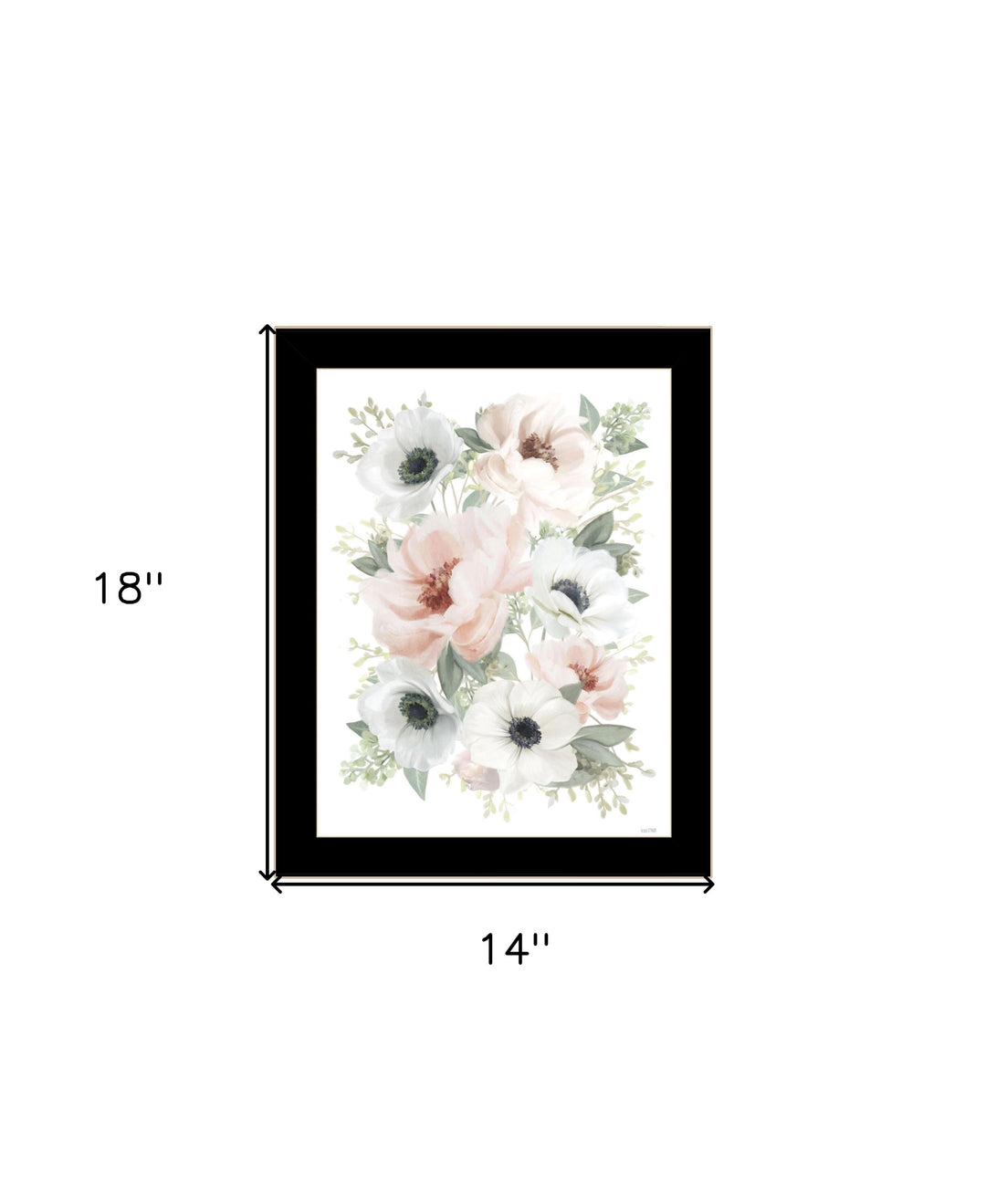 Peony Floral Block Black Framed Print Wall Art