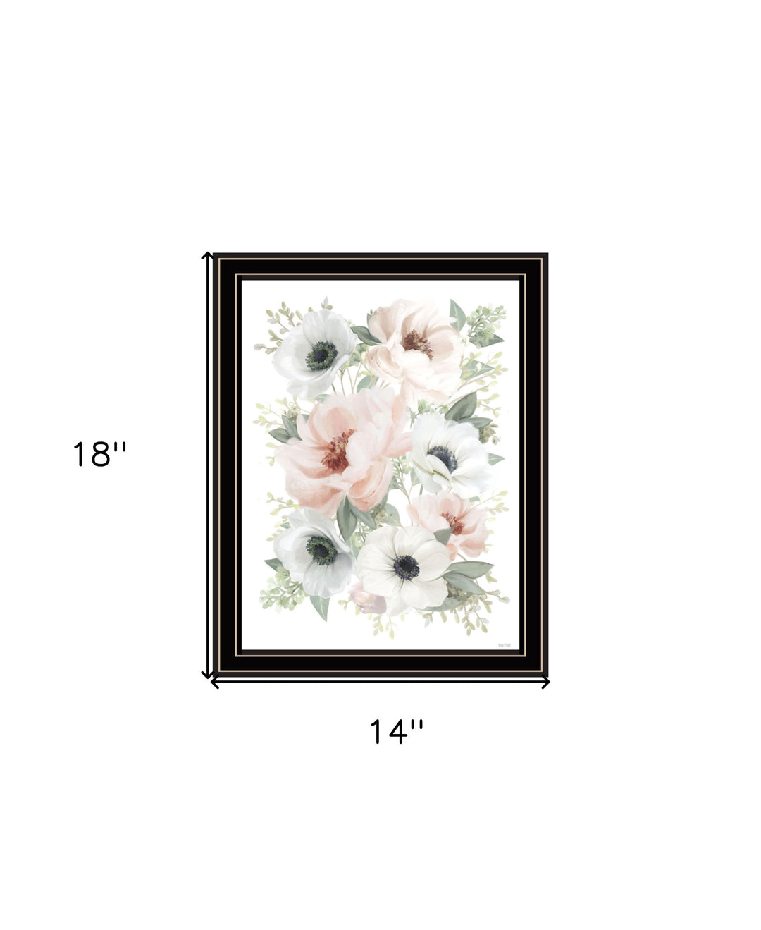 Peony Floral Block Black Framed Print Wall Art