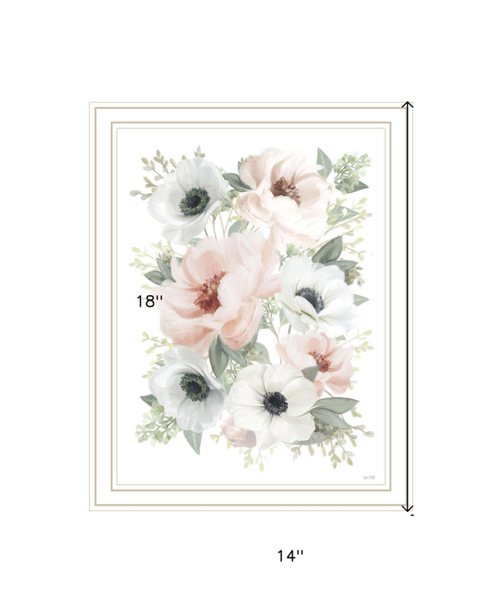 Peony Floral Block Black Framed Print Wall Art