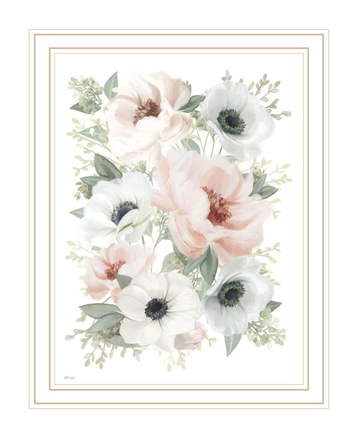 Peony Floral Block Black Framed Print Wall Art