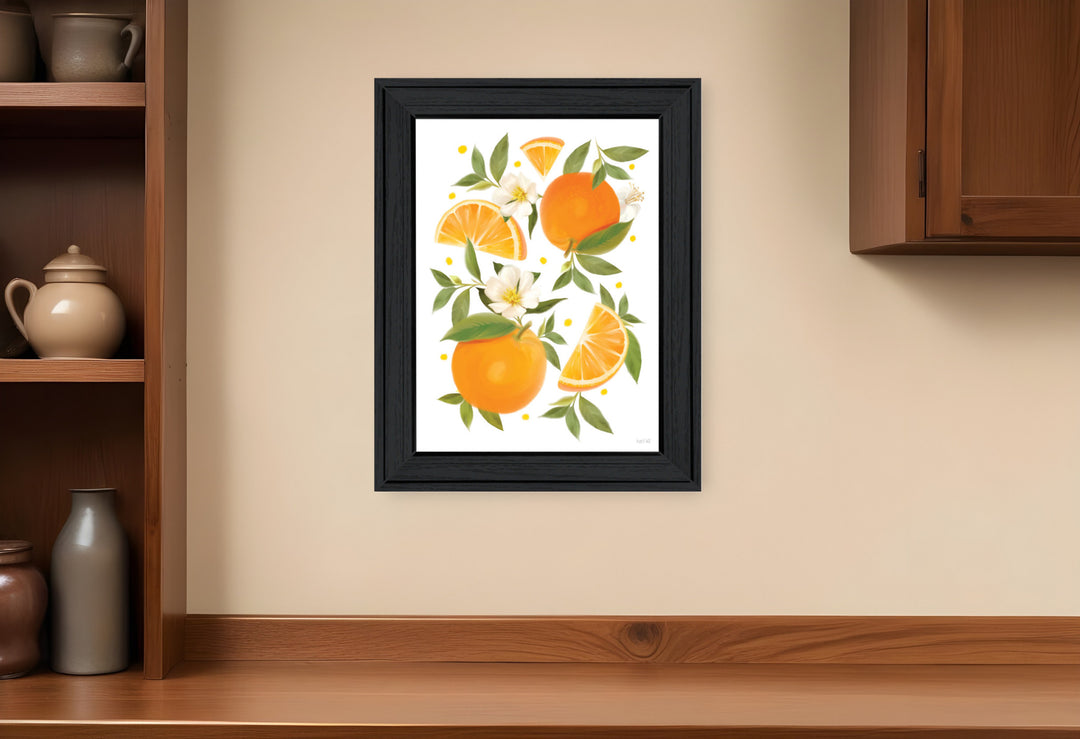 Citrus Orange Botanical Black Framed Print Wall Art