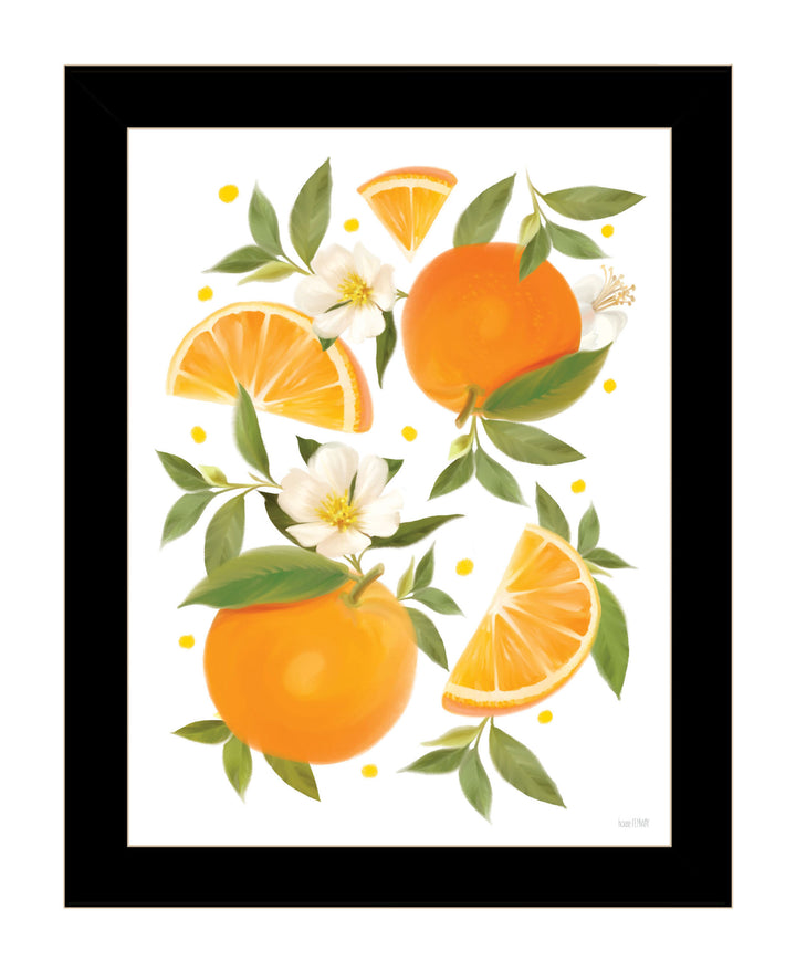 Citrus Orange Botanical Black Framed Print Wall Art