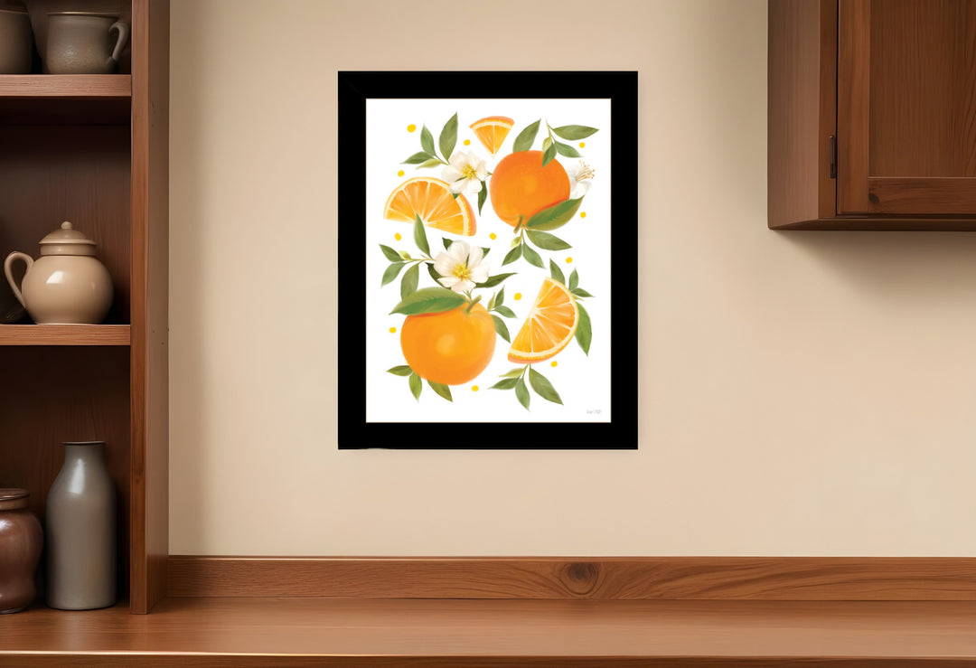 Citrus Orange Botanical Black Framed Print Wall Art