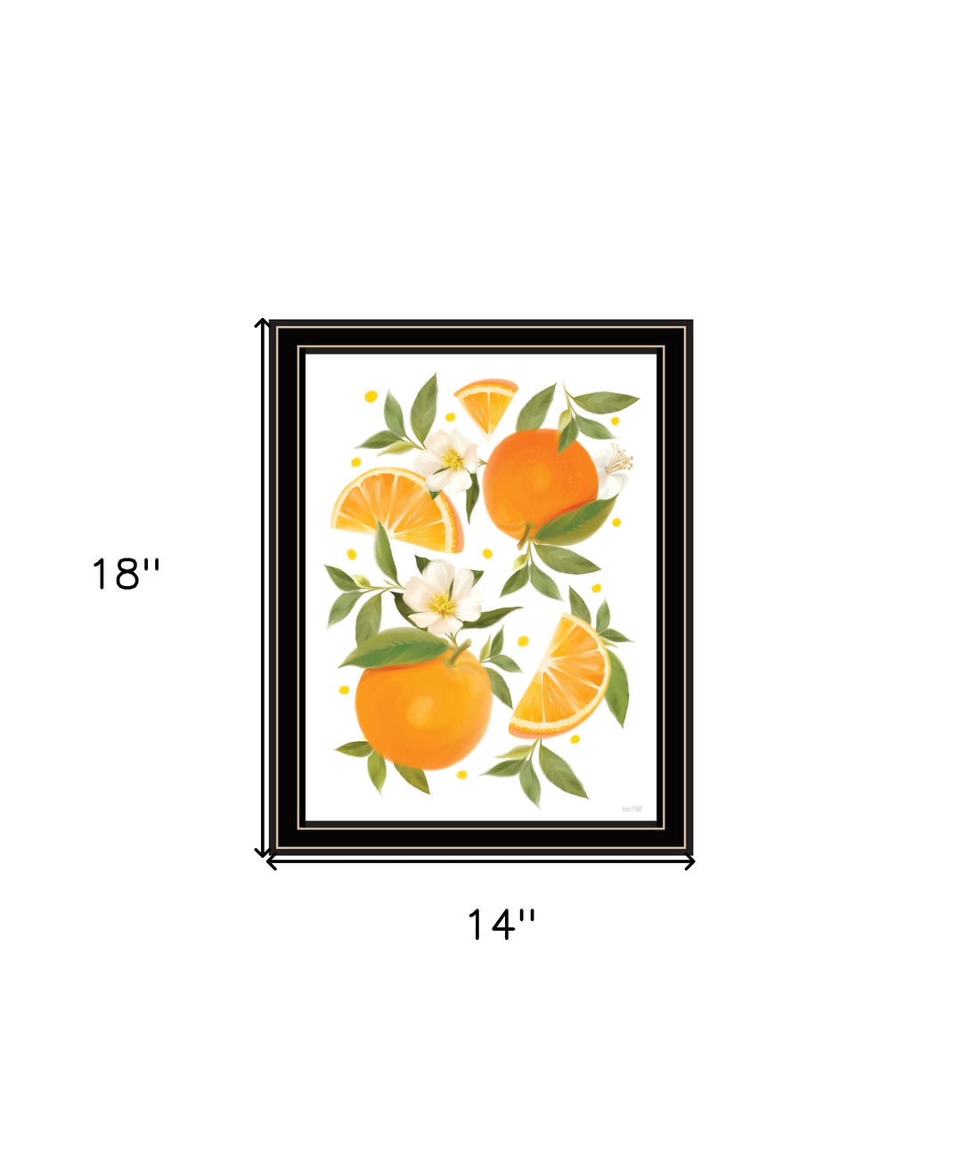 Citrus Orange Botanical Black Framed Print Wall Art