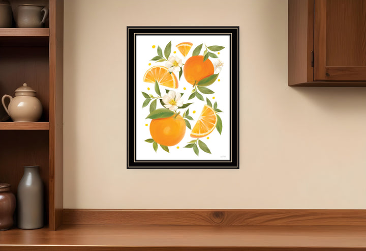 Citrus Orange Botanical Black Framed Print Wall Art