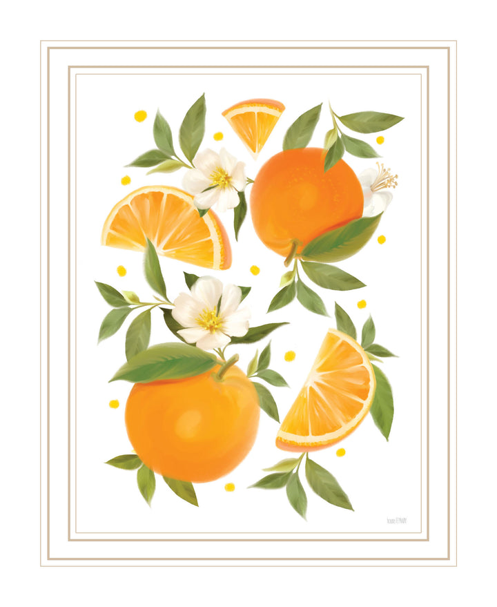 Citrus Orange Botanical Black Framed Print Wall Art