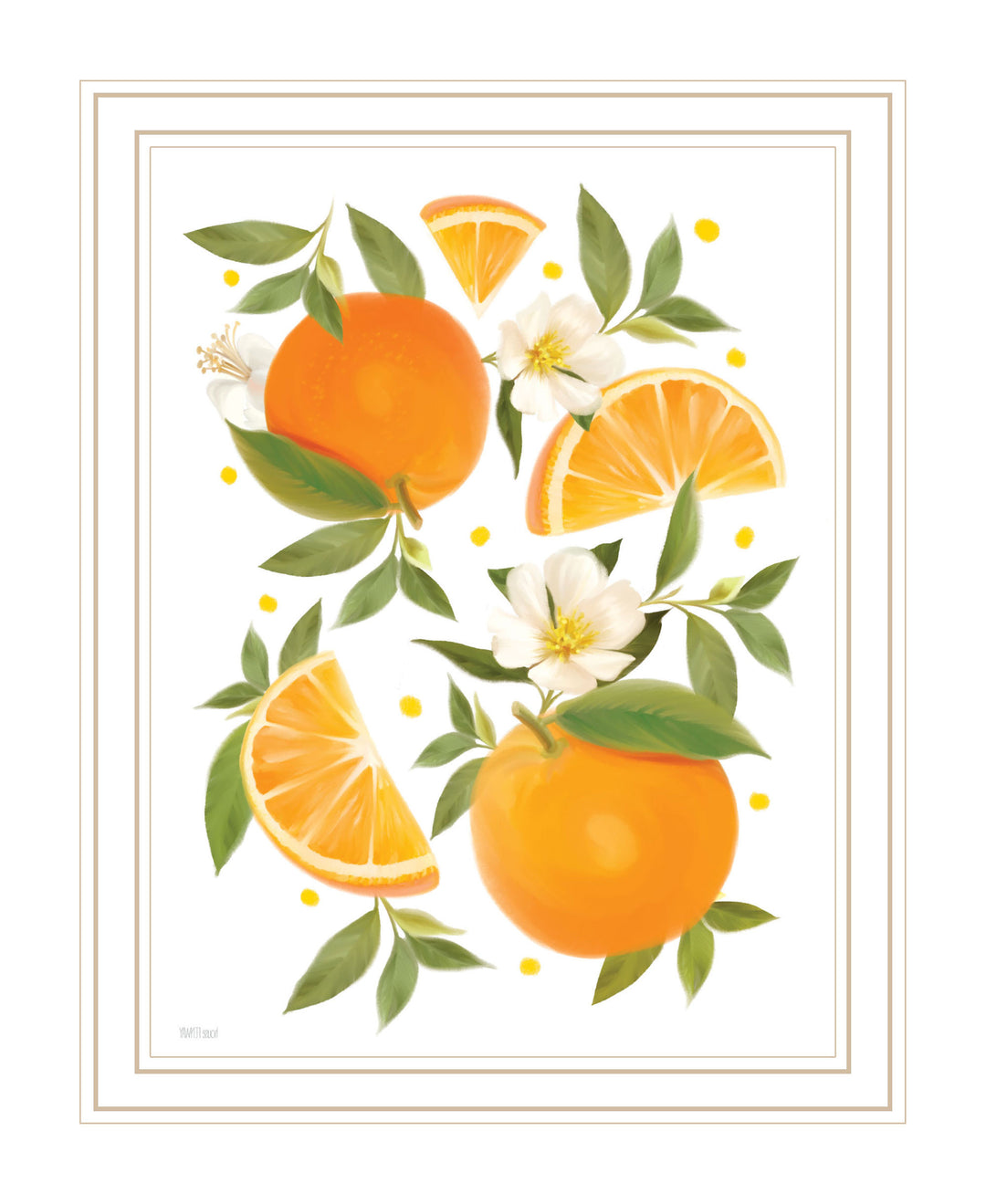 Citrus Orange Botanical Black Framed Print Wall Art