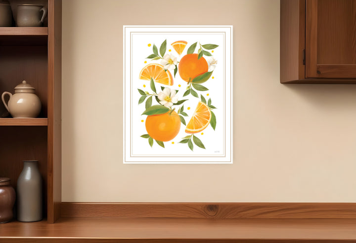 Citrus Orange Botanical Black Framed Print Wall Art