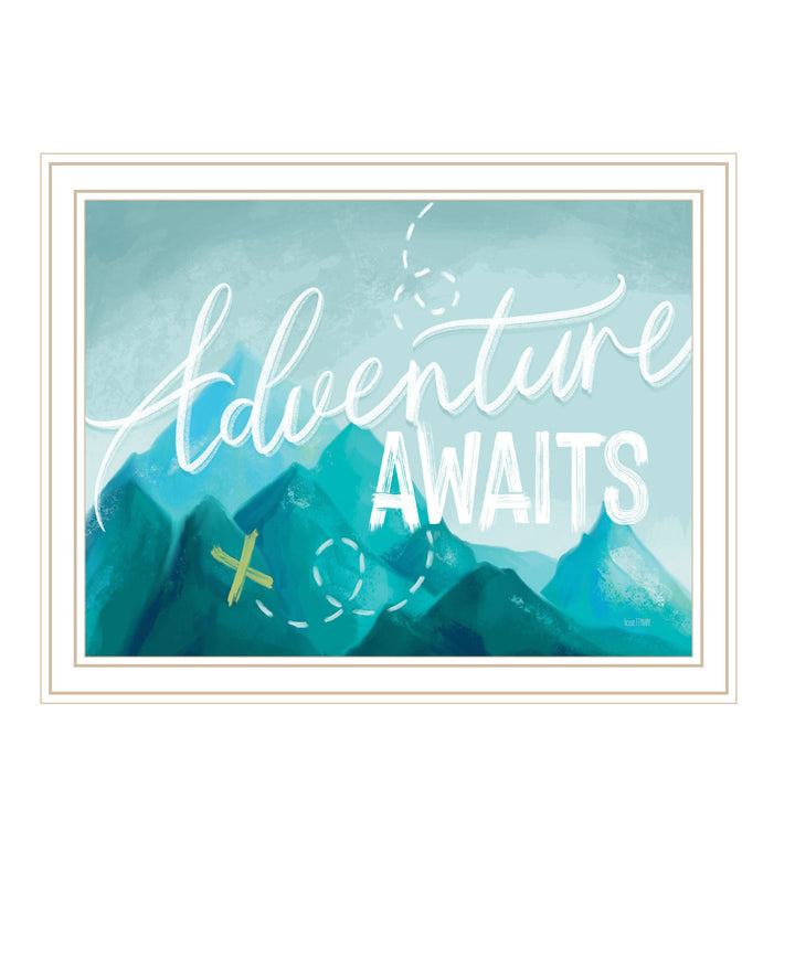 Adventure Awaits White Framed Print Wall Art