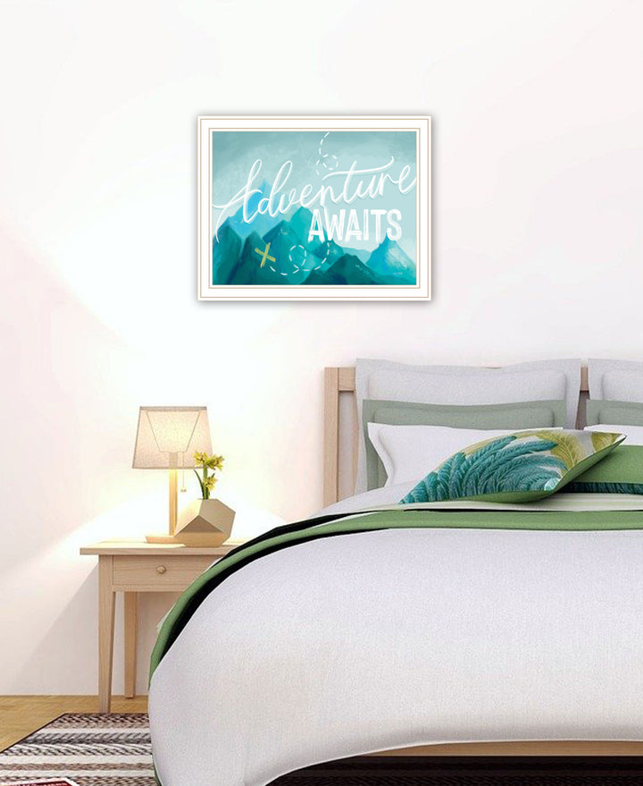 Adventure Awaits White Framed Print Wall Art