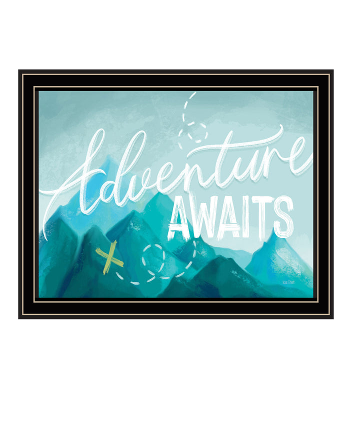 Adventure Awaits Black Framed Print Wall Art