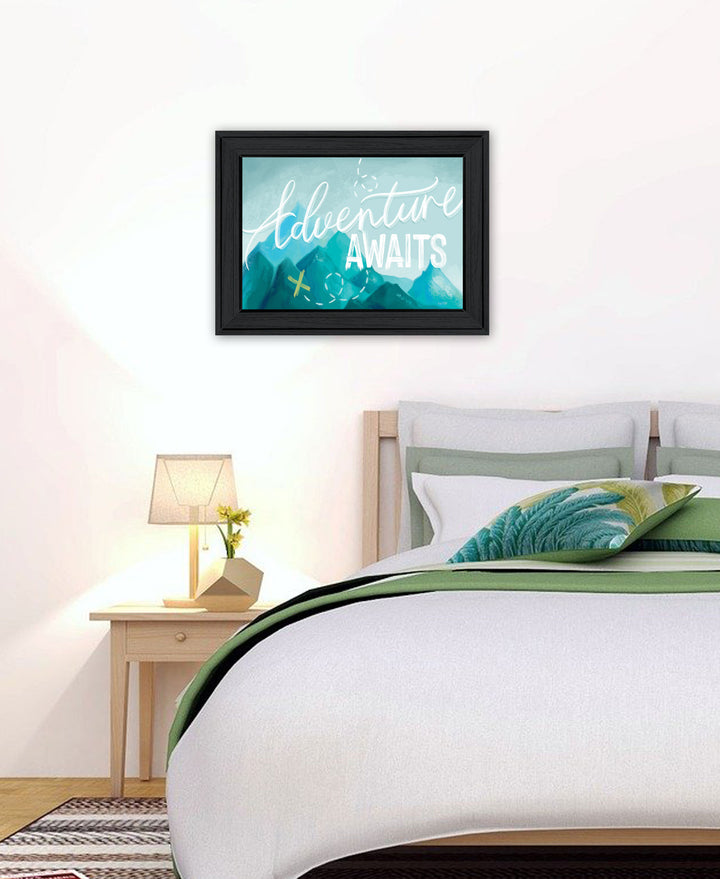 Adventure Awaits Black Framed Print Wall Art