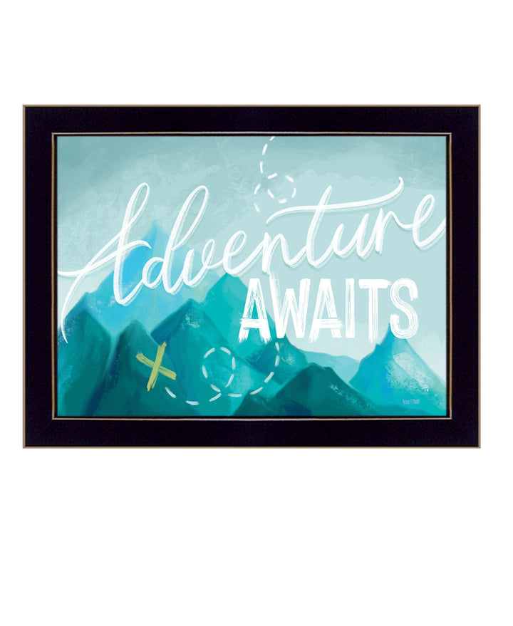 Adventure Awaits Black Framed Print Wall Art