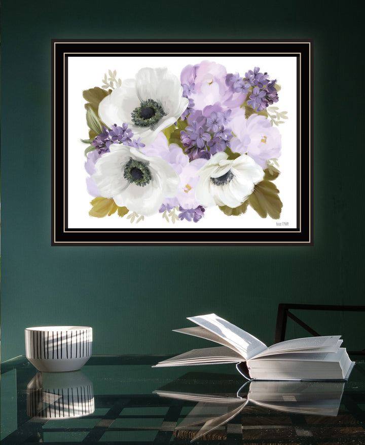 Lilacs and Anemone Black Framed Print Wall Art